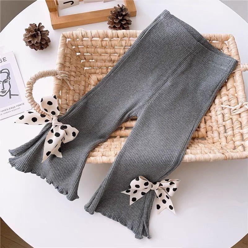 Fashion Girls Pants Long Trousers Spring Autumn Baby Girls Flare Pants Kids High Elasticity Bow Leggings Casual Children's Pants