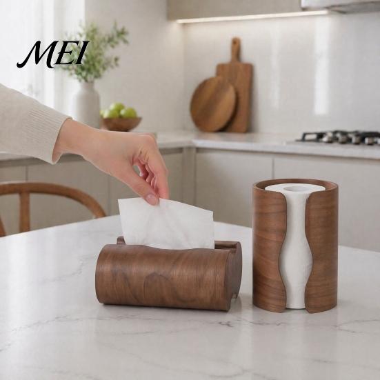 Convenient Tissue Organizer for Vanity Box Holder, Natural Wood Storage Organizer, Decorative Rectangular Sturdy Wooden Dormitory Dispenser,