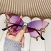 New Butterfly Shape Diamond Rimless Sunglasses Fashionable Internet Celebrity Sunglasses for Women High-end Sunglasses