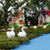 2PCS/Set Crafts Statue Micro Landscape Goose Model Swan Figurine Home Decor Miniature Animal