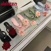 Мода Мода Цветок Женские Каблуки Слайды Сандалии Тапочки Новинка Лето Пляж Женские Шлепанцы Женские Босоножки на Каблуке Обувь Туфли-лодочки