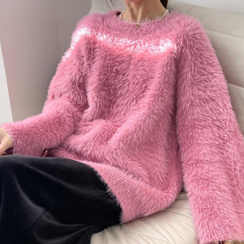 Молочный свитер, пуловер, женский зимний корейский свитер с круглым вырезом и длинными рукавами, повседневный ветер, тонкий, высококачественный, мягкий восковой свитер, женский пуловер