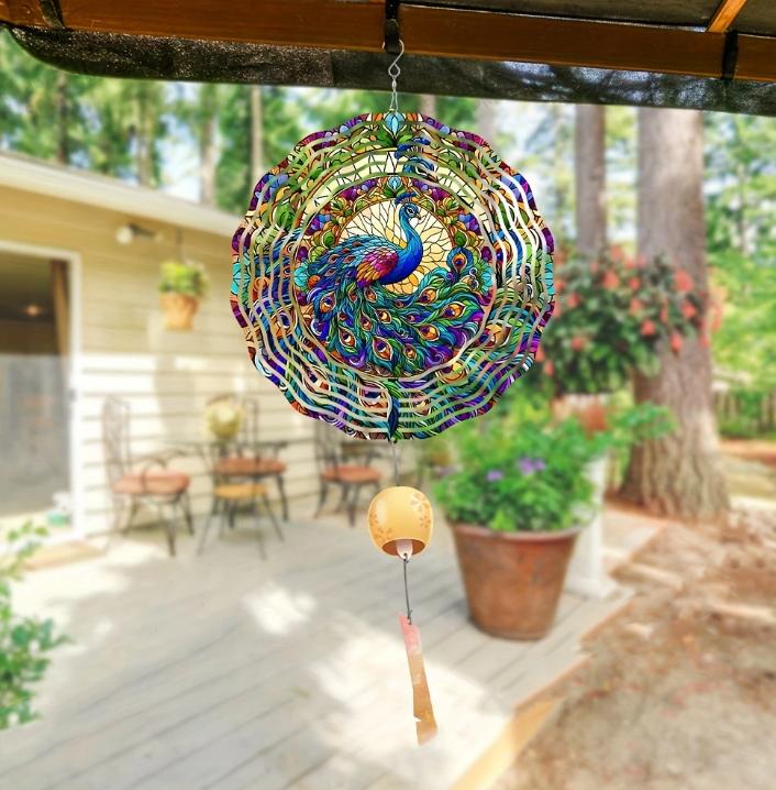 Peacock 3D Metal Wind Spinner - Hanging Wind Catcher, Perfect Outdoor Decor for Garden, Patio & Window - Ideal Gift for Mom,Wife