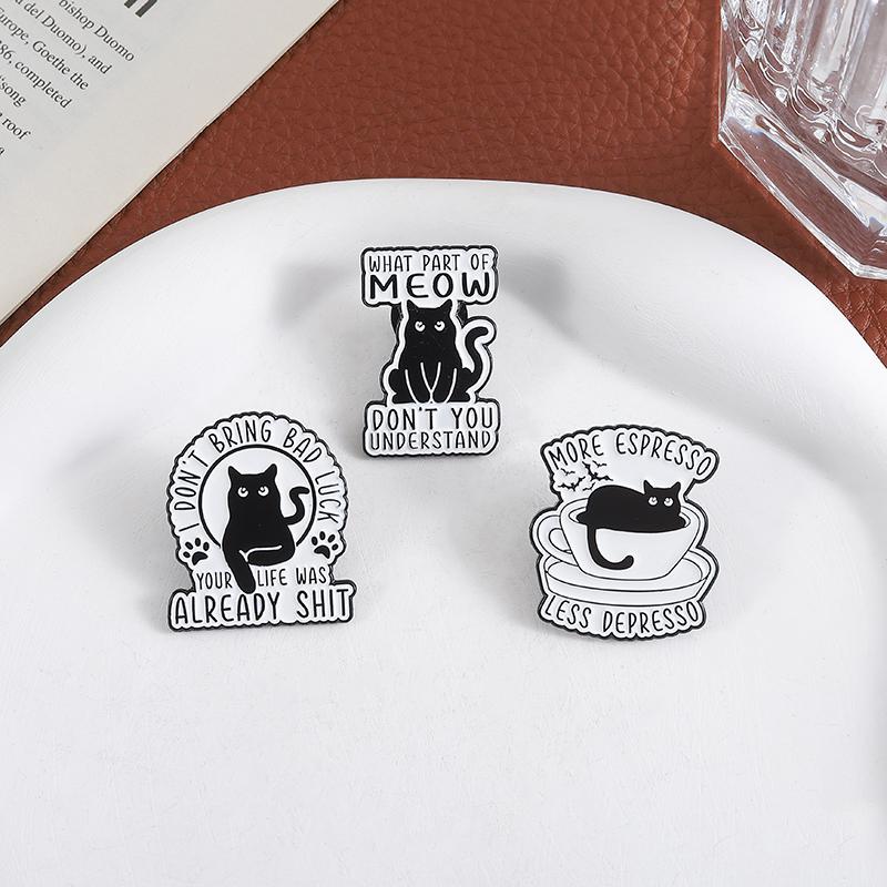 Милые кошачьи эмалевые значки для кофе, на заказ, броши MORE ESPRESSO, значки на лацкан, одежда, животные, ювелирные изделия, подарок для детей, друзей