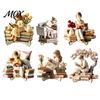 Wooden Girl Figurine for Bookshelf Reading Figurine, Stable Pastoral Style Statue Desktop Exquisite Decor Decor, Artistic Healing Ornament,
