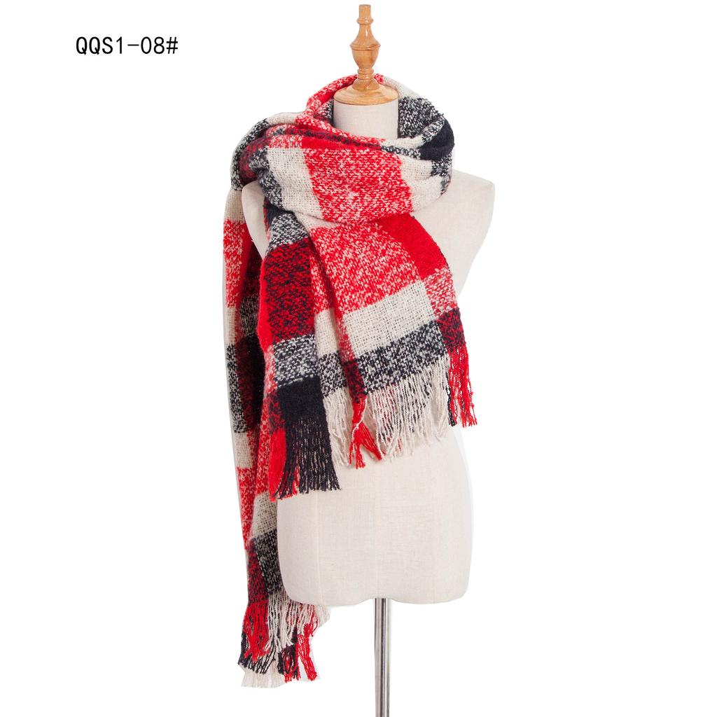 Autumn and Winter Polyester Circle Sand Plaid Scarf Women's Warm Fringed Scarf Shawl
