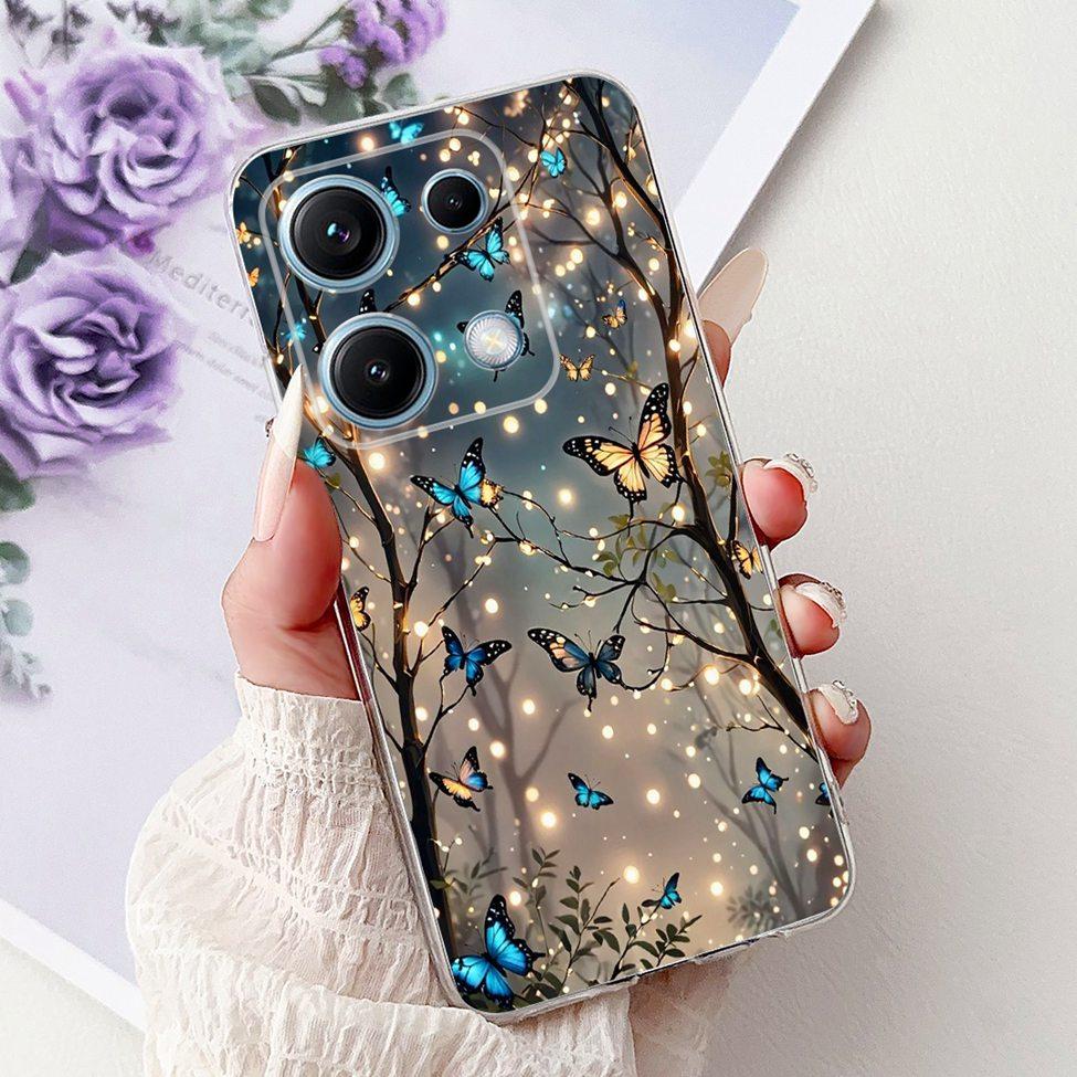 Clear For Redmi Note 14S 4G Case Cover Luxury Butterfly Love Fashion Flowers Cool Lion Cute Painted Soft Casing