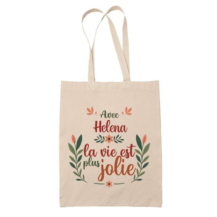 Sac cabas - PLANETEE - Helena la vie est plus jolie - Jute naturel - Imprimé en France - Grande contenance