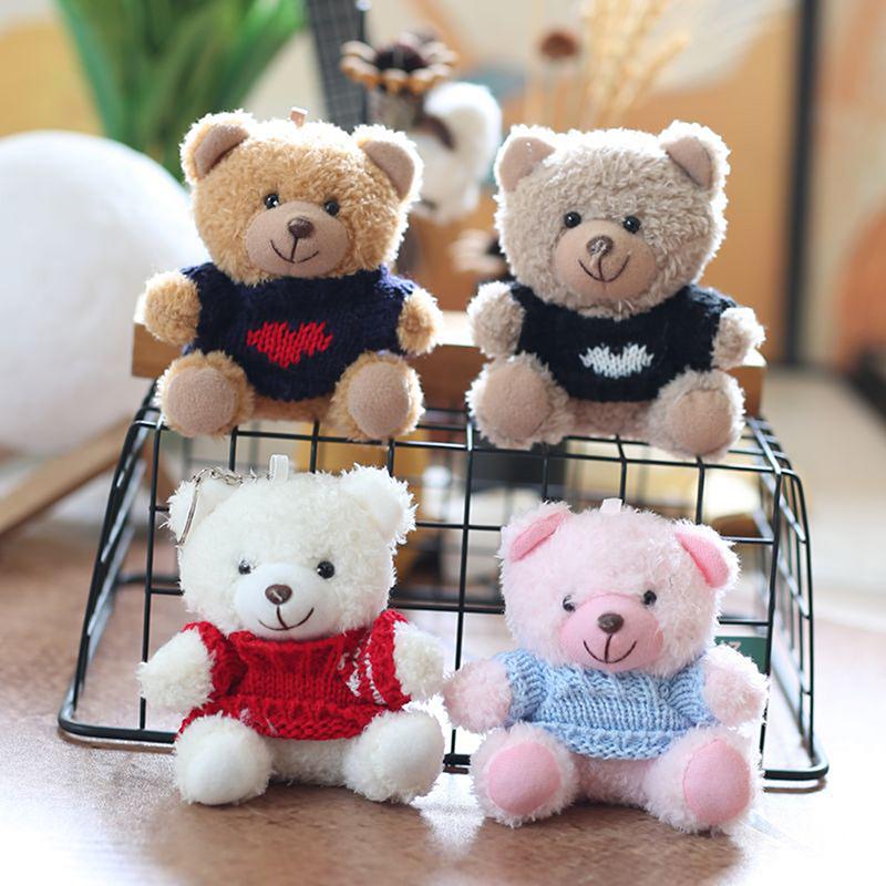 1 шт. Милый плюшевый кулон-игрушка в виде медвежонка в свитере, мягкая набивная игрушка, маленькая кукла-медвежонок, брелок для ключей, прекрасные подарки на день рождения для девочки, мальчика