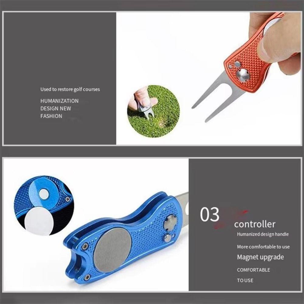 Magnetic Marker Golf Repair Tool Pop-up Button Golf Repair Fork Putting Green Fork Golf Equipment
