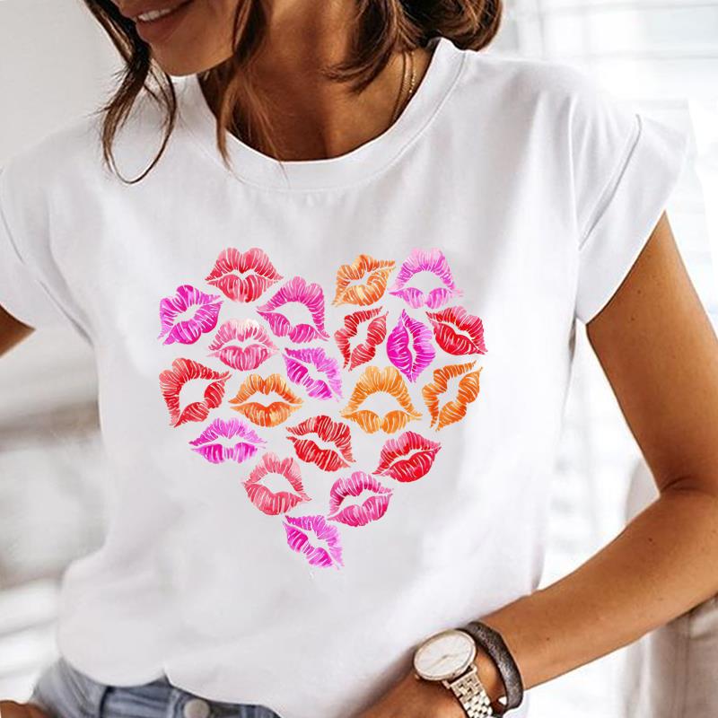 (Asian Size) sweet butterfly Lady o-neck T Shirt Clothing Short Sleeve T-shirts Printed Female Top Casual Fashion Women Graphic Tee