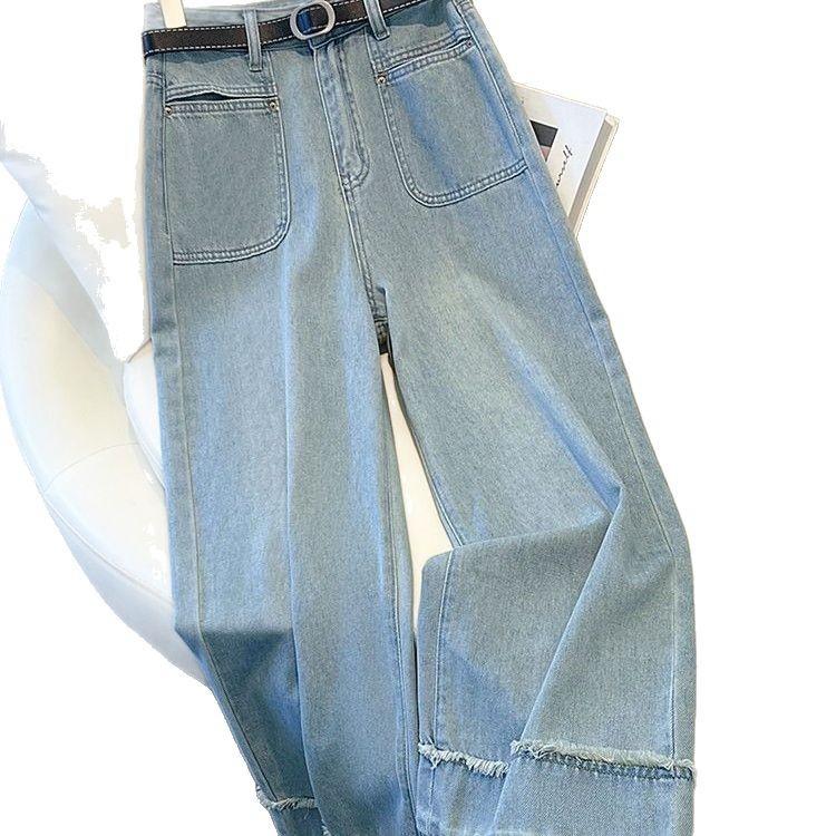 Джинсы с высокой посадкой и широкими штанинами для женщин на весну, ретро, свободные, укороченные брюки, брюки прямого кроя