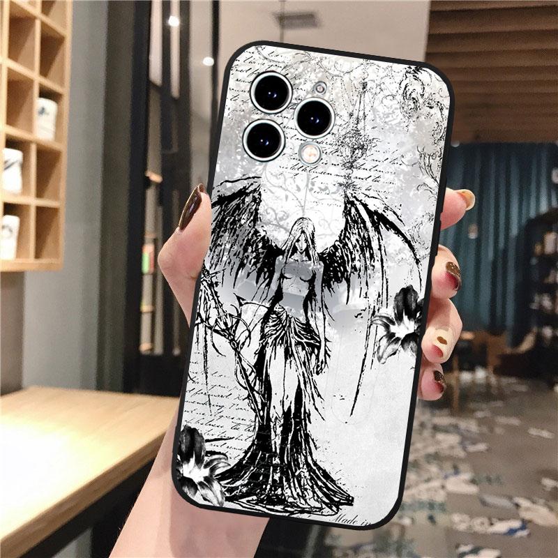 Чехол для телефона для iphone 17 Pro Max 17 Pro Air 16 15 14 13 Pro Max 15 16 Pro 15Plus Черный Ангел Смерть демон