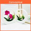 Flower Phalaenopsis Simulated Potted Moon Shaped Decorative Wall Pendant