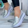 Plus Size 43 Casual Flat Shoes Women Fashion Round Toe Low Top Wedge Platform Sneakers Comfort Non Slip Female Loafers