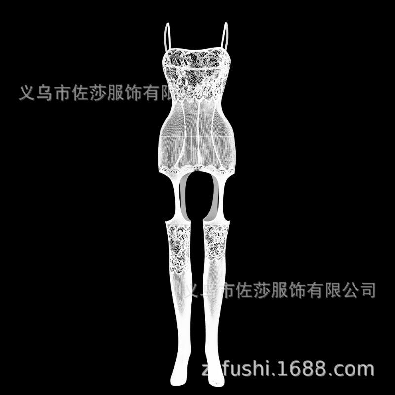 Sex Clothes Women's Hollow Stockings Tight Net Clothes One-piece Open Gear Adjustable Shoulder Straps