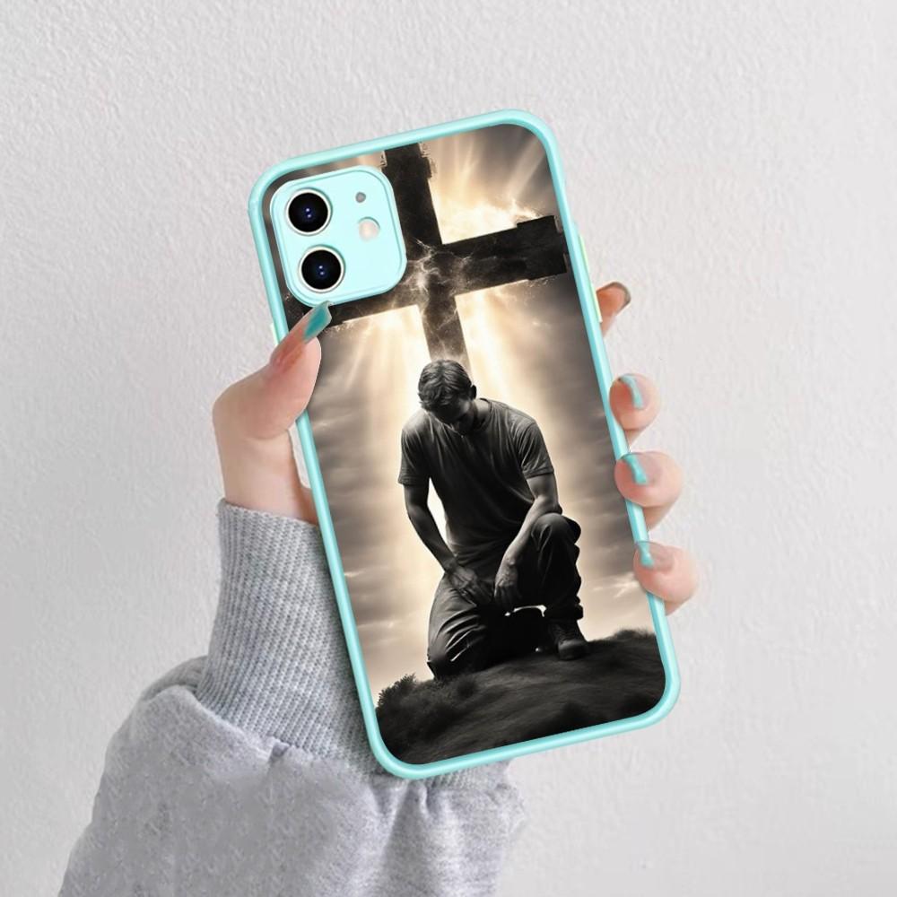 Bible Christian Jesus Cross Phone Case For IPhone 14 11 12 13 Mini Pro Max 8 7 Plus X XR XS MAX Translucent Matte Cover