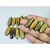 302Cts. Natural Tiger Eye Oval Cabochon Loose Gemstone 14Pcs Lot 27-38 MM C-723