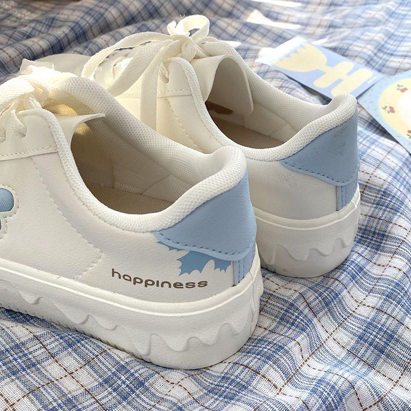 Студенческие женские маленькие белые туфли цвета мороженого, нишевые повседневные кожаные туфли с оригинальным дизайном, дышащие водонепроницаемые кроссовки