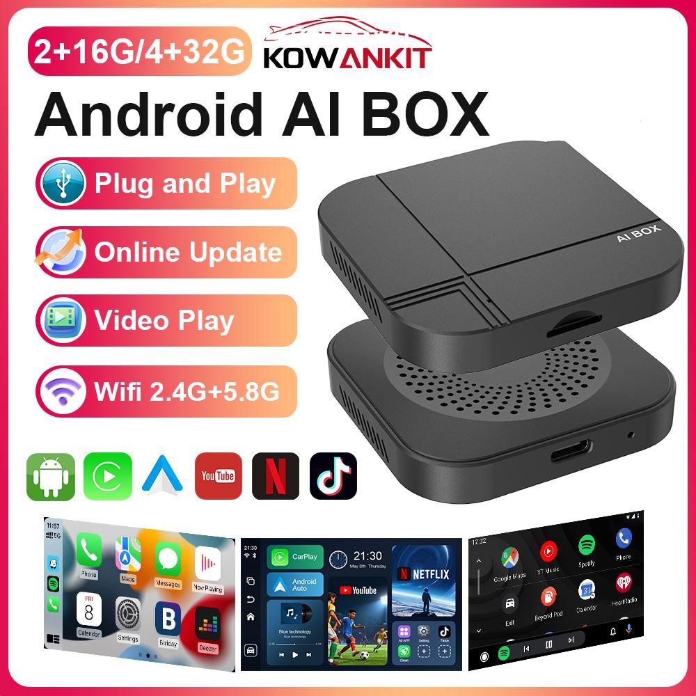 2026 Kowankit 4+32G 3 in 1 Wireless CarPlay AI Smart Box Android Auto Tv Box Netflix Youtube For Ford Benz Toyota Nissan Honda