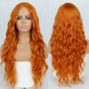 Beautiful Long Wave Orange Hair Without Bangs Synthetic Fiber Wig for Women