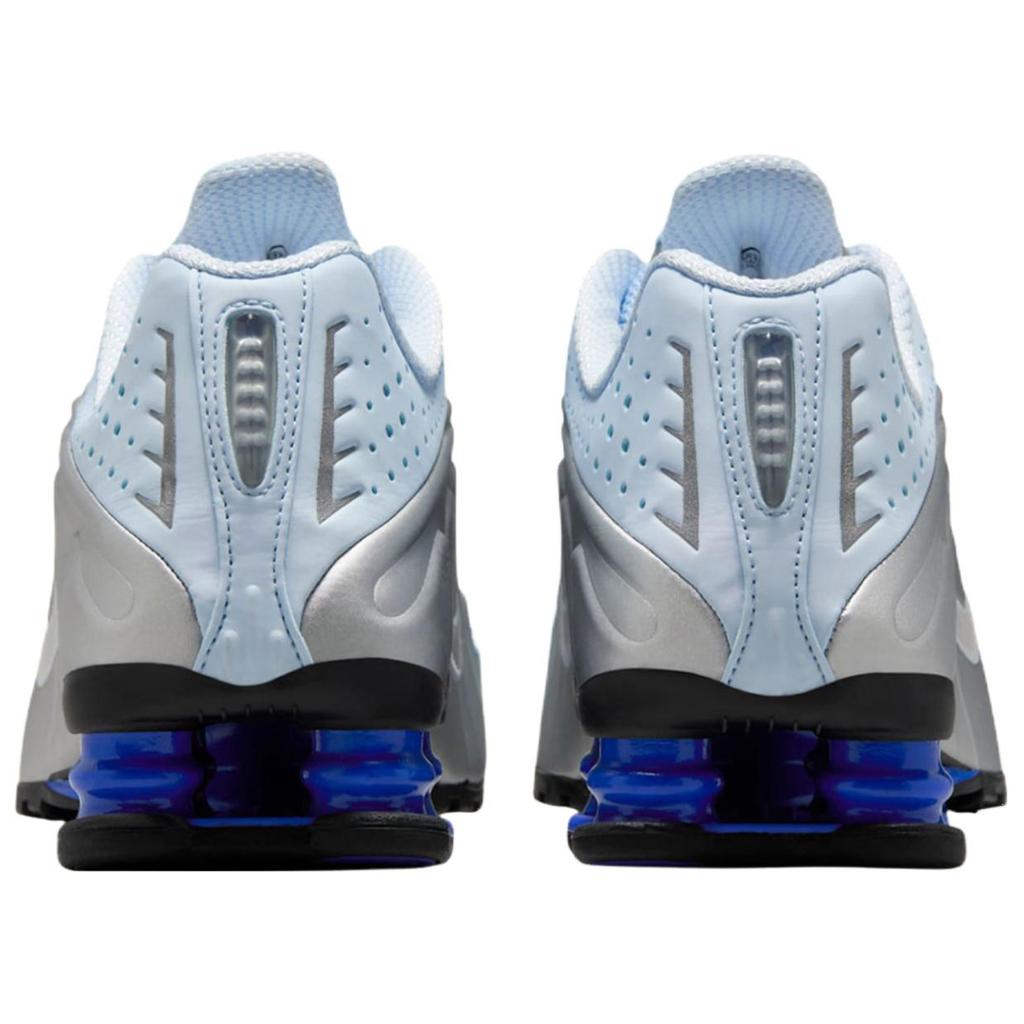 Nike Женские кроссовки Shox R4 с синим оттенком, серебристые, цвет 'игра-королевский', металлик-серебристый AR3565-402