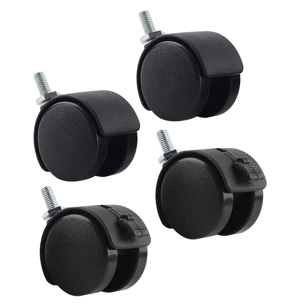 4 шт. поворотные ролики для мебели, офисные колеса для стульев, сменные, нейлоновые, пластиковые, с тормозом, черные