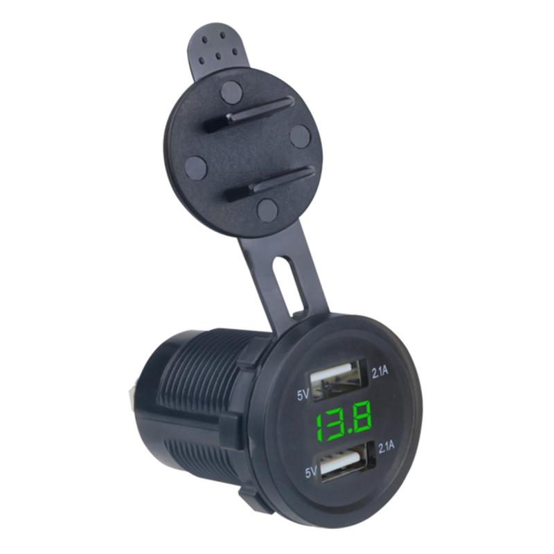 Автомобильный разъем USB с двумя разъемами 12-24 В, вольтметр, светодиодный автомобильный адаптер питания