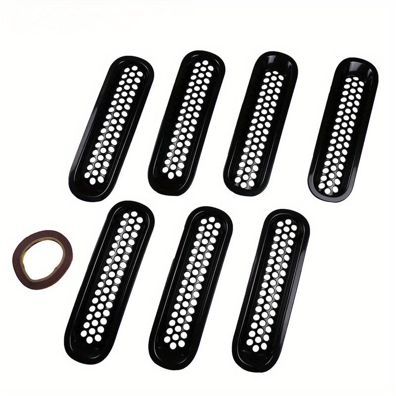 1set Black Front Grill Mesh Grille Inserts Kit for Jeep Wrangler & Wrangler Unlimited 2007-2015