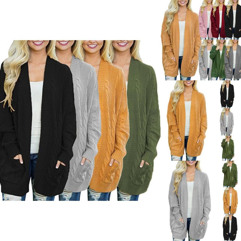Warm And Chunky Knit Women Cardigan Sleeve Casual Sweater Outwear
