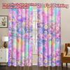 2D FLAT PRINTING 2pcs Curtains (Without Rod) Rainbow Pastel Floral Scene Fashionable Modern Curtains Yarn Curtains Gifts