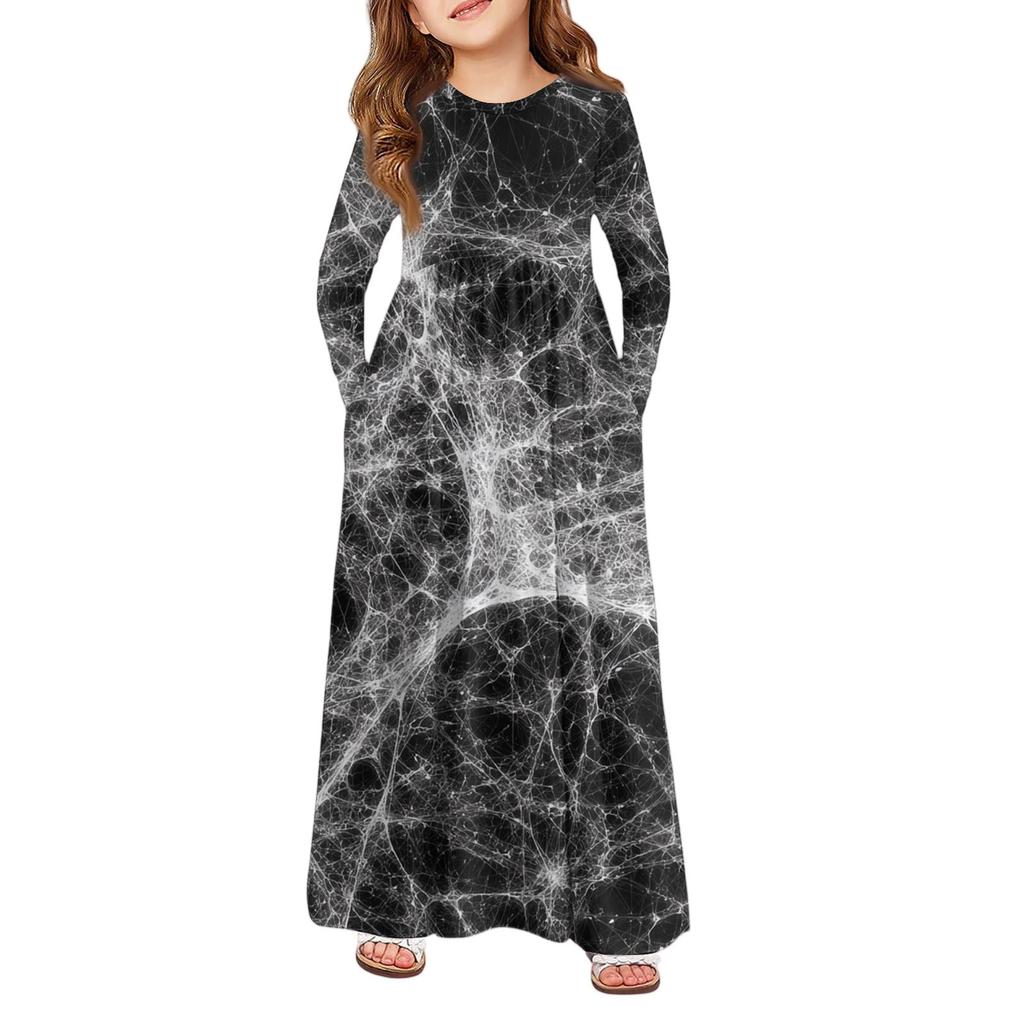 Девичье платье макси на Хэллоуин - Платье с длинным рукавом и карманами