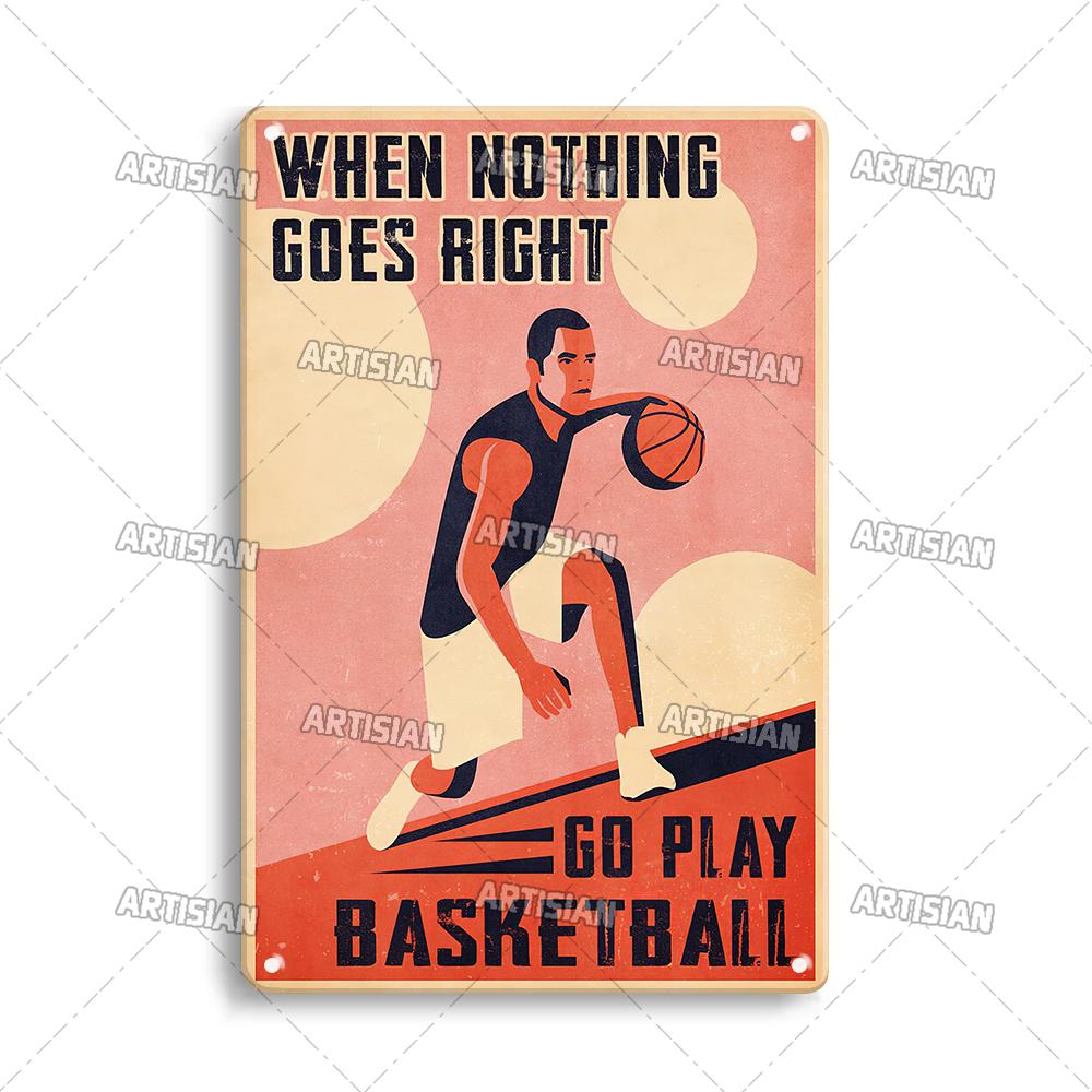 Ретро баскетболист металлическая жестяная табличка классическая спортивная декоративная тарелка мужская пещера домашняя кухня настенный декор металлический знак
