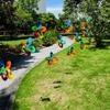 8/10PCS Rainbow Colors Plastic Pinwheels 30cm 10meters String Windmill  Yard and Garden