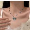 Diamond-set Butterfly Pearl Pendant Necklace Korean Small Fresh Versatile Collarbone Chain Temperament High-end Niche Jewelry Women
