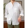 Men S Pure Linen Long Sleeve Flower Pattern Casual Shirt