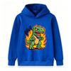 Kids Boys Girls Crewneck Hoodie Sweatshirt, Cool Angry T-Rex Dinosaur Printed Pullover Top with Fire Rawr Pattern, Casual Soft Long Sleeve Pullover