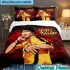 Custom Name 3PCS Dynamic Bruce-Lee Pose Bedding Set,Including  Duvet Cover And 2pcs Pillowcases Perfect for Bedroom,Dormitory,Fan Christmas gift