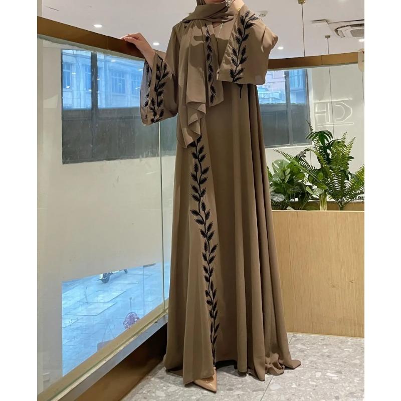 Ид мусульманское Абая для женщин платье с вышивкой и шарфом платье Дубай арабский длинный халат Марокко Абая кафтан головной платок великолепный