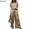 Women Short Sleeve Blouse and Pants Casual Two Piece Sets