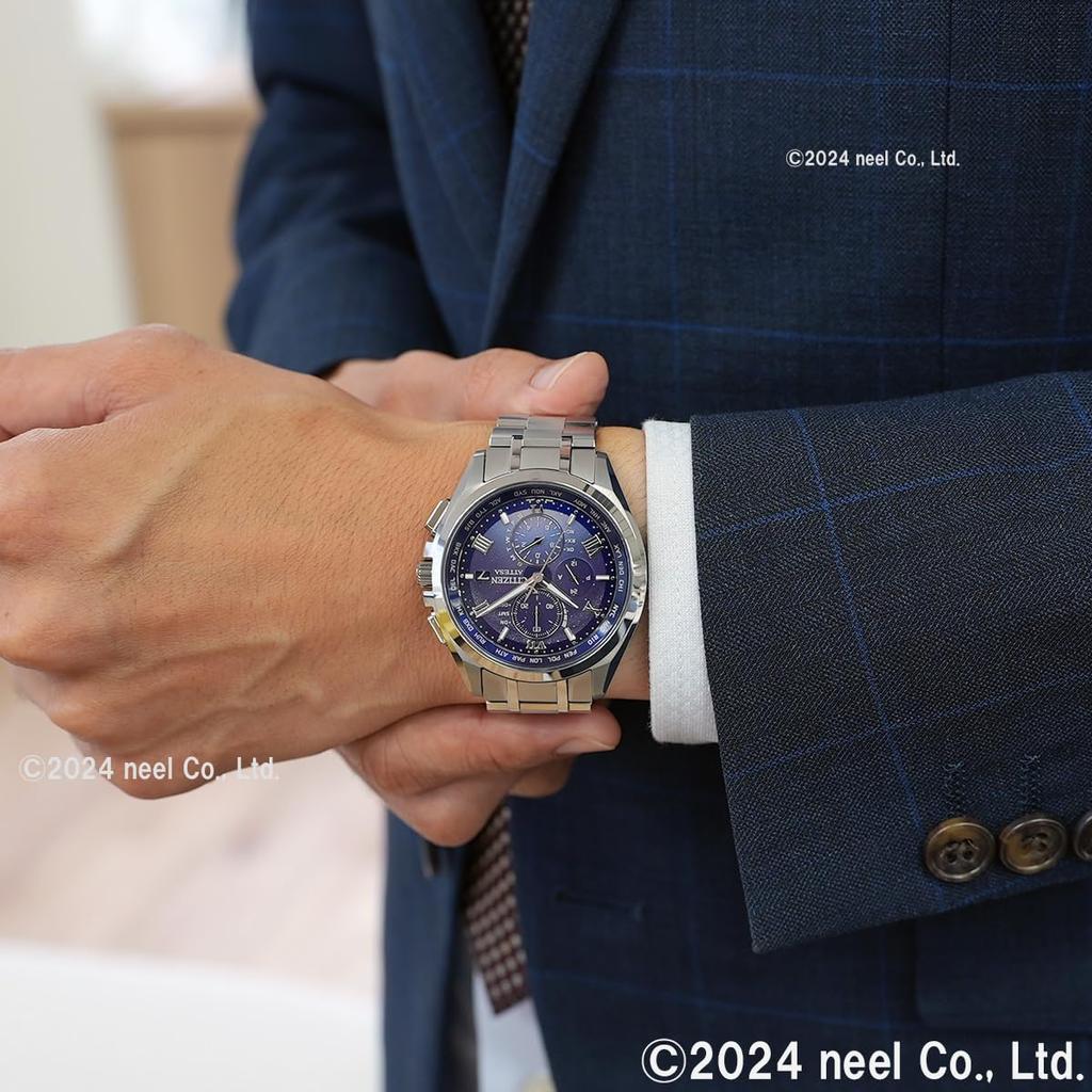 Парные серебристые часы Citizen Attesa DEAR Limited Edition, Eco-Drive с питанием от света, Радиоуправляемые, Водонепроницаемые, Коллекция, Модель, Синие, AT8240-66L,