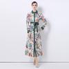 Весна Осень Женское Дизайнерское Платье с Принтом с Подиума Однобортное Оверсайз Свободная Рубашка Длинное Макси Платье для Вечеринки