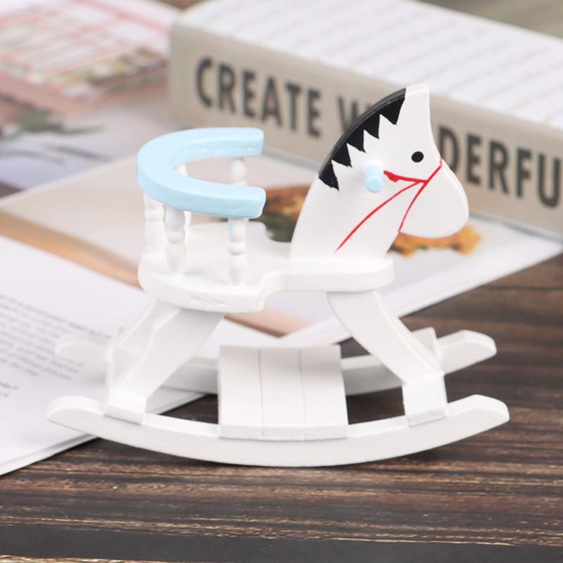 1:12 Миниатюрный кукольный домик Деревянное кресло-качалка Лошадка Мебель для детской комнаты