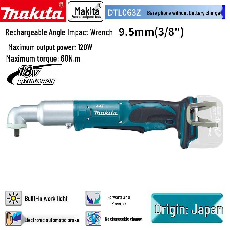Makita DTL063Z 9,5 мм (3/8") Беспроводной угловой гайковерт, штекер CN (адаптер в комплекте)