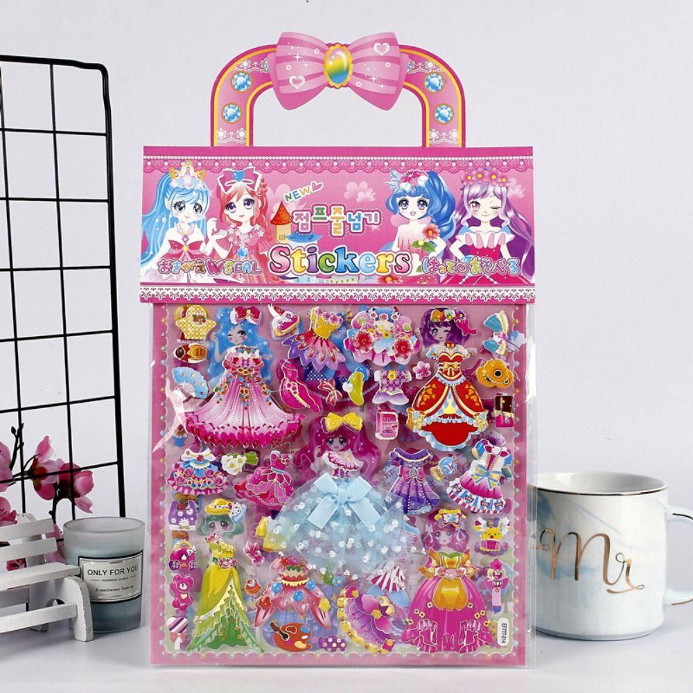 2 Sheets/Bag Princess Dress Up Stereo Bubble Sticker Kawaii Kids Toy Sticker 3D Foam Sticker Girls