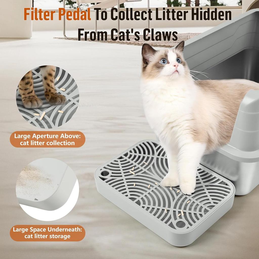 Cat Litter Box Ramp, Litter Box Step Mat with Filter Function Cat Stair for Litter Box, Easy to Clean, 11.8''x 8.2''x 2'' Cats Pedal Step Stool Ideal