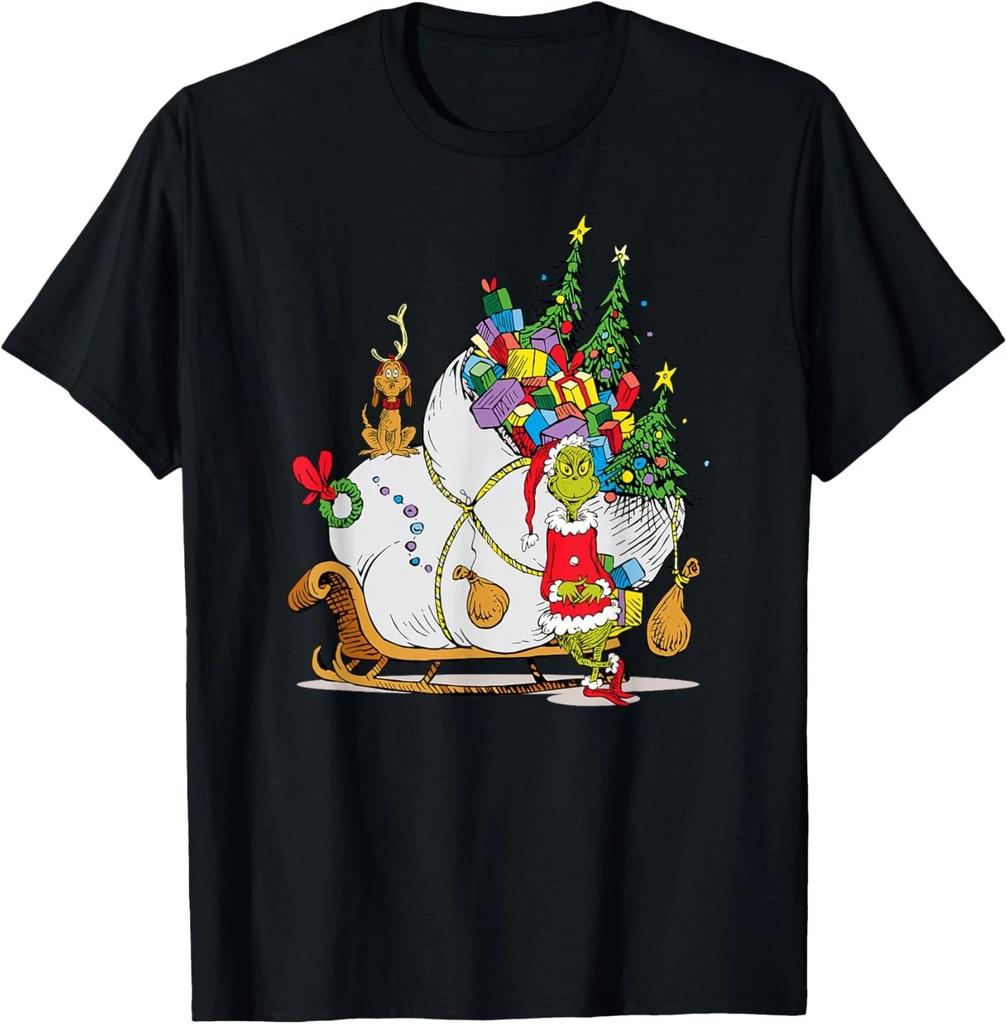 Dr_ Seuss Grinch Sleigh T- Shirt T- Shirt