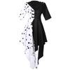Cruella De Vil 101 Dalmatians Halloween Long Sleeve Cosplay Dress