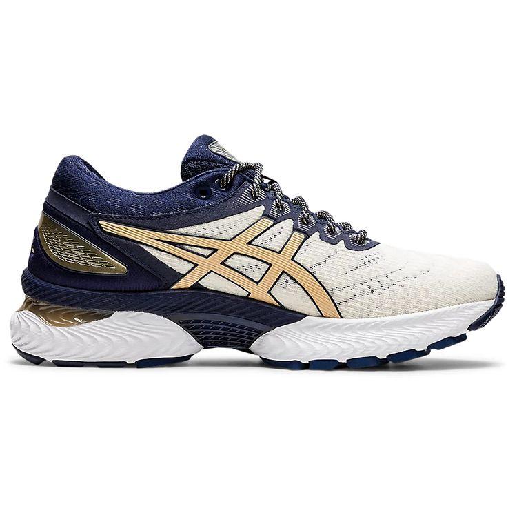 Asics Gel-Nimbus 22 Сетка Удобные Прочные Низкие Кроссовки для бега Женские кроссовки Белый Синий 1012A807-100