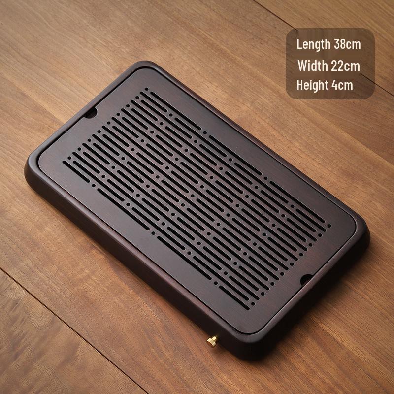 Бамбуковый чайный поднос с резервуаром для воды - Простой прямоугольный дизайн для чайных наборов